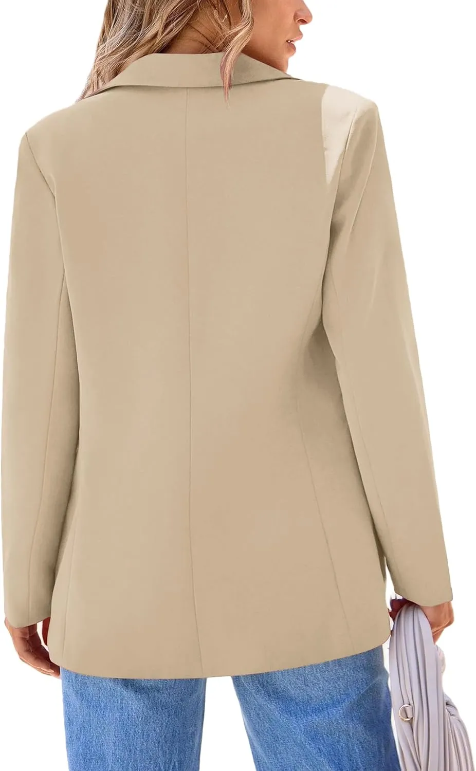 2024 Women's Fall Winter Blazer Business Casual Suit-Fully Lined Notch Lapel Solid Button Loose Jacket with Pockets