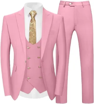 3 Piece Suits for Men Slim Fit Double Breasted Men's Suits Business Wedding Prom Groomsmen Formal Dress Blazer Vest Pants Set