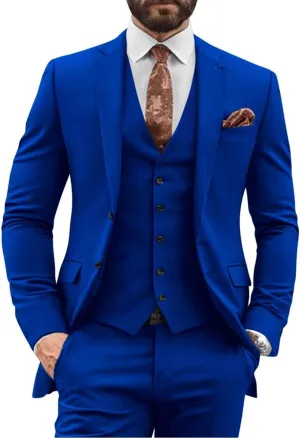3 Pieces Slim Fit Suit Men Suits for Wedding Single Breasted Suit Two Button Peak Lapel Blazer Vest Pants Sets