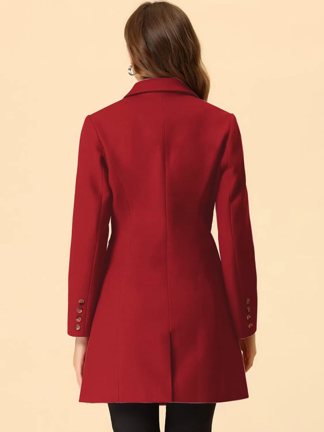 Allegra K Women's Trench Coats Single Breasted Long Outerwear Winter Coat