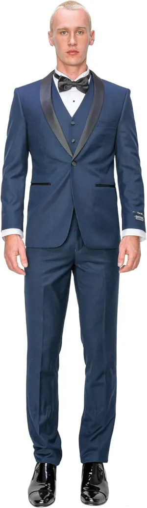 Antonio Uomo Men’s Suit Set – Slim Fit Tuxedo Blazer Solid Jacket Vest Pants Formal Business Wedding Party Prom Dress Suits