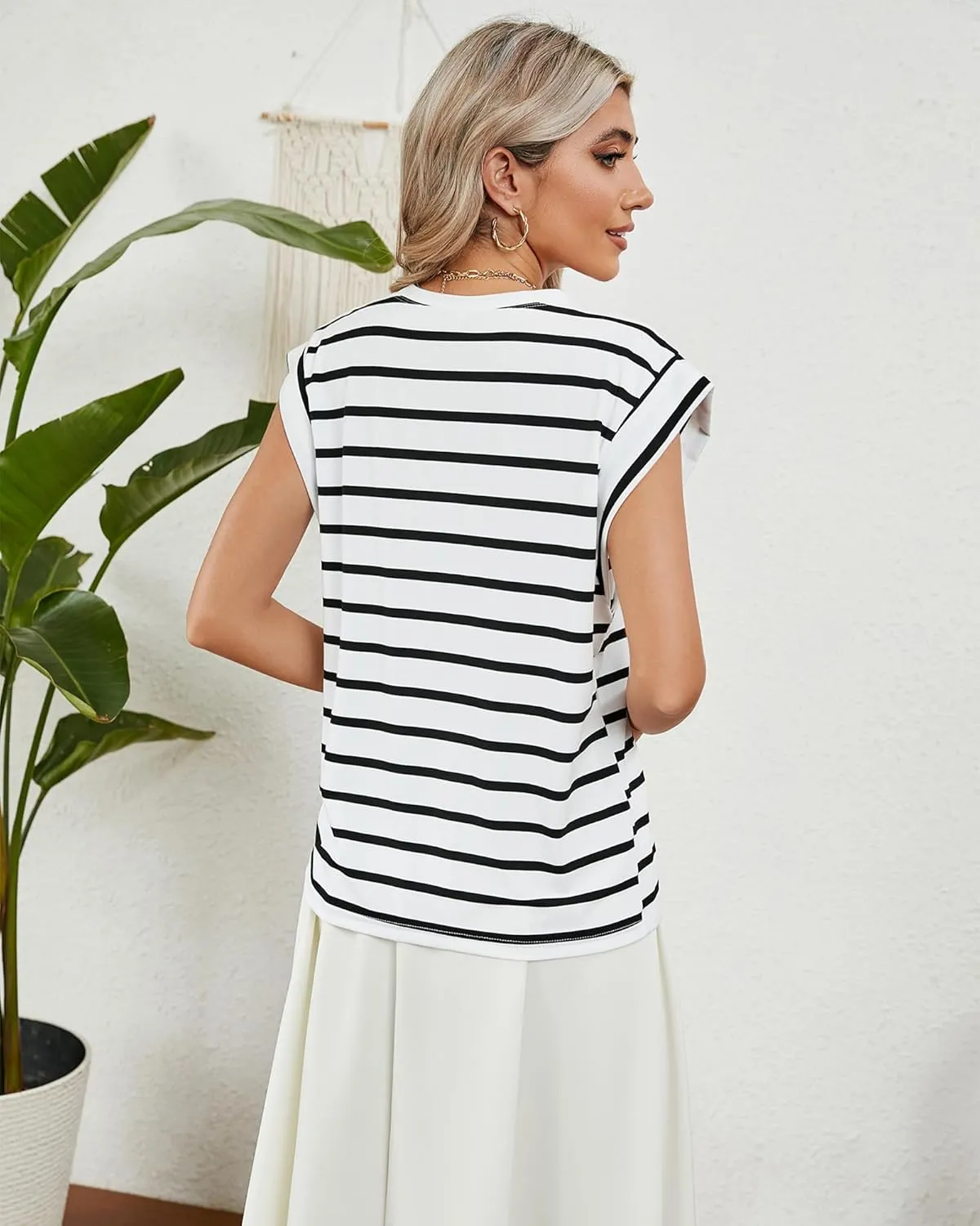 Babalet Cap Sleeve Tops for Women Summer Top Basic Tee Shirts Casual Tank Loose Fit 2024 Spring Fashion