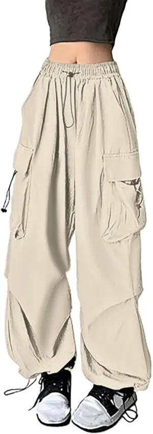 Baggy Cargo Pants Women Baggy Hiking Casual Cotton Work Pants Loose Fit Hip Hop with Multiple Pockets