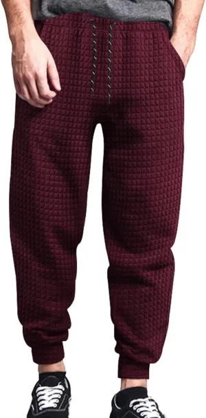 BIFUTON Baggy Sweatpants Men Waffle Knitted Elastic Waist Joggers for Men Lounge Pants Comfortable Trousers with Pockets