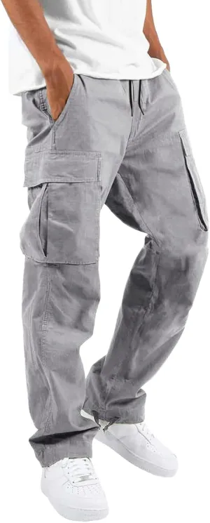 BIFUTON Men's Cotton Casual Sweatpants Yoga Athletic Lounge Trousers Elastic Cargo Jogger Straight Leg Pants with Pockets