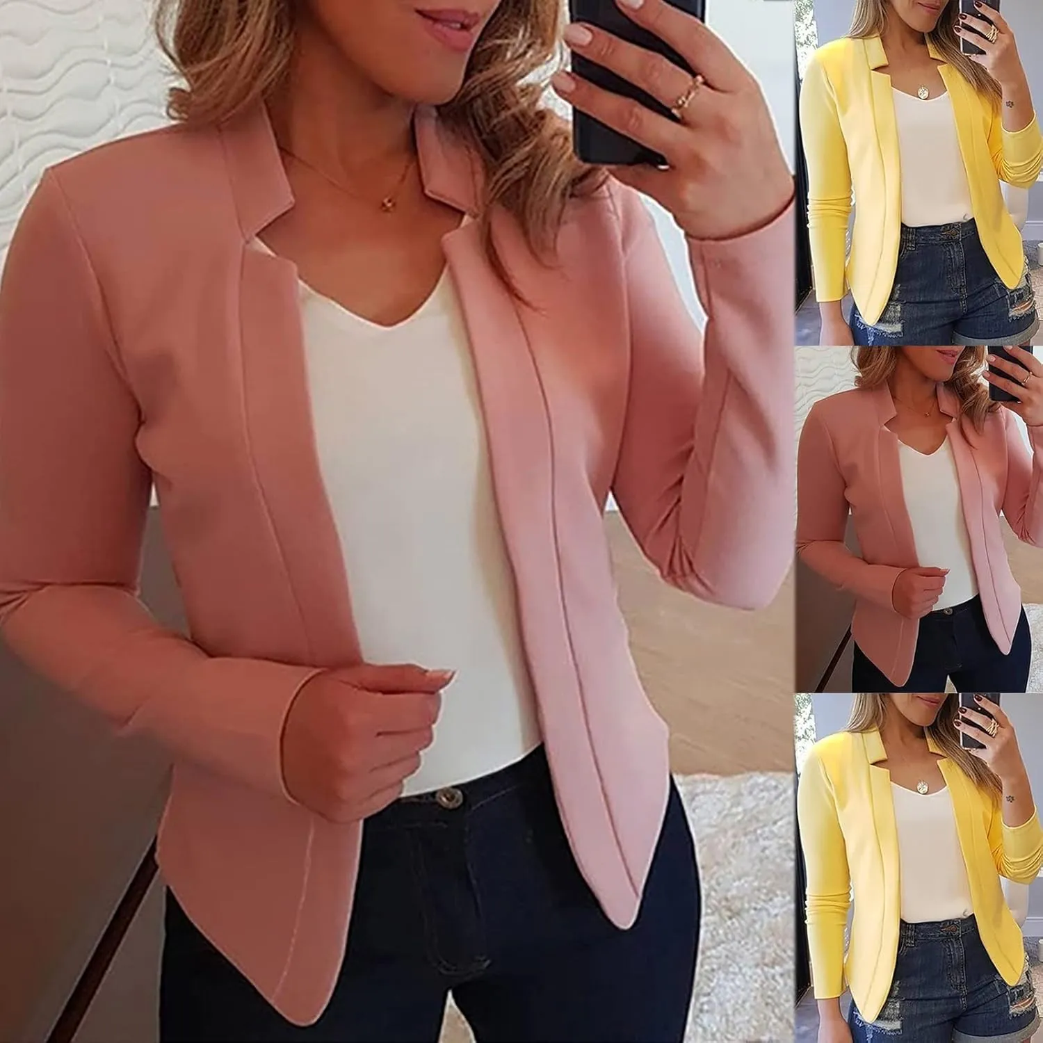 Blazer Jackets for Women Fashion Dressy Open Front Cardigan Jacket Casual Long Sleeve Work Office Suit Jacket