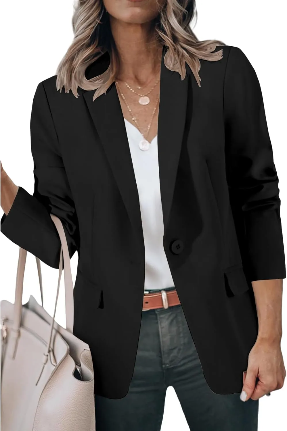 Blazers for Women Business Long Sleeve Open Front Blazers Casual Lapel Collar Jackets Work Office Suit Jackets