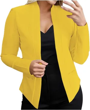 Blazers for Women Open Front Long Sleeve Slim Fit Short Blazer Work Office Suit Jackets Business Casual Outfits