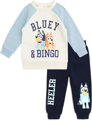 Bluey Fleece Sweatshirt and Jogger Pants Outfit Set Infant to Big Kid Sizes (12 Months - 14-16)