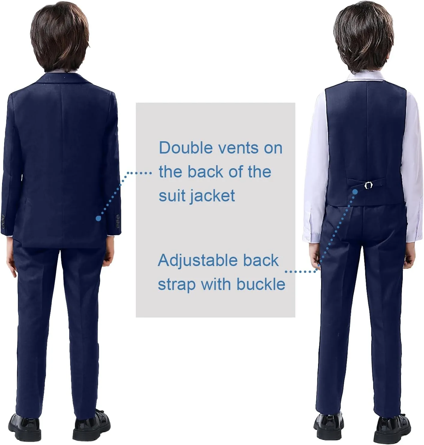 Boy Suits 5 Pieces Formal Suit Set with Adjustable Waist Kids Dress Suit for Wedding Prom