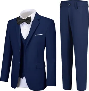 Boy Suits 5 Pieces Formal Suit Set with Adjustable Waist Kids Dress Suit for Wedding Prom