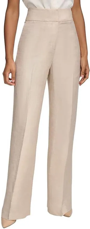 Calvin Klein Womens Pleated Wide Leg Trouser Pants Tan 8