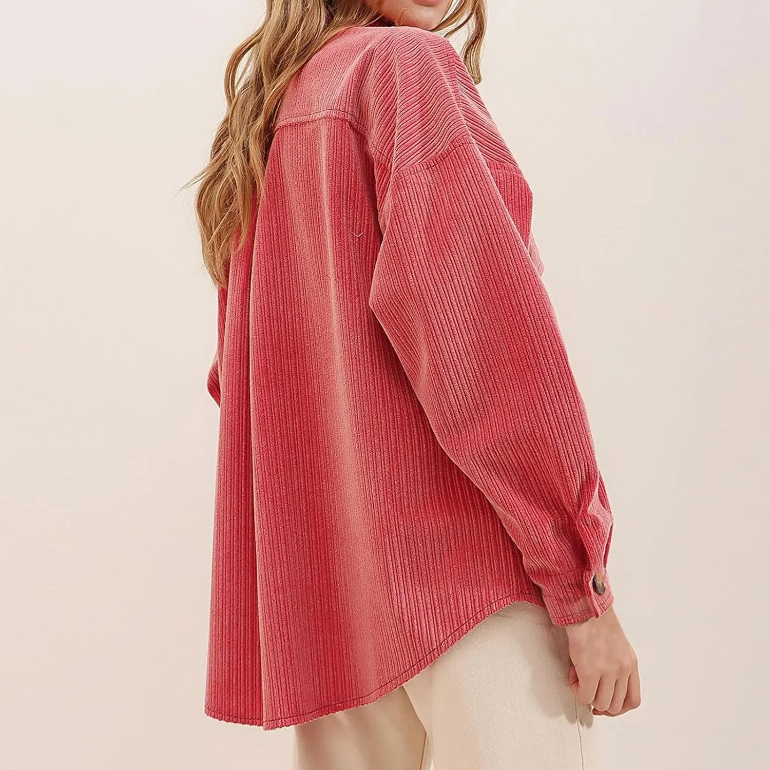 Cardigan Womens Fashion Jacket Button Down Pockets Shirt Tees Long Sleeve Corduroy Shacket Top Daily Casual Outfits