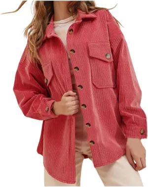 Cardigan Womens Fashion Jacket Button Down Pockets Shirt Tees Long Sleeve Corduroy Shacket Top Daily Casual Outfits