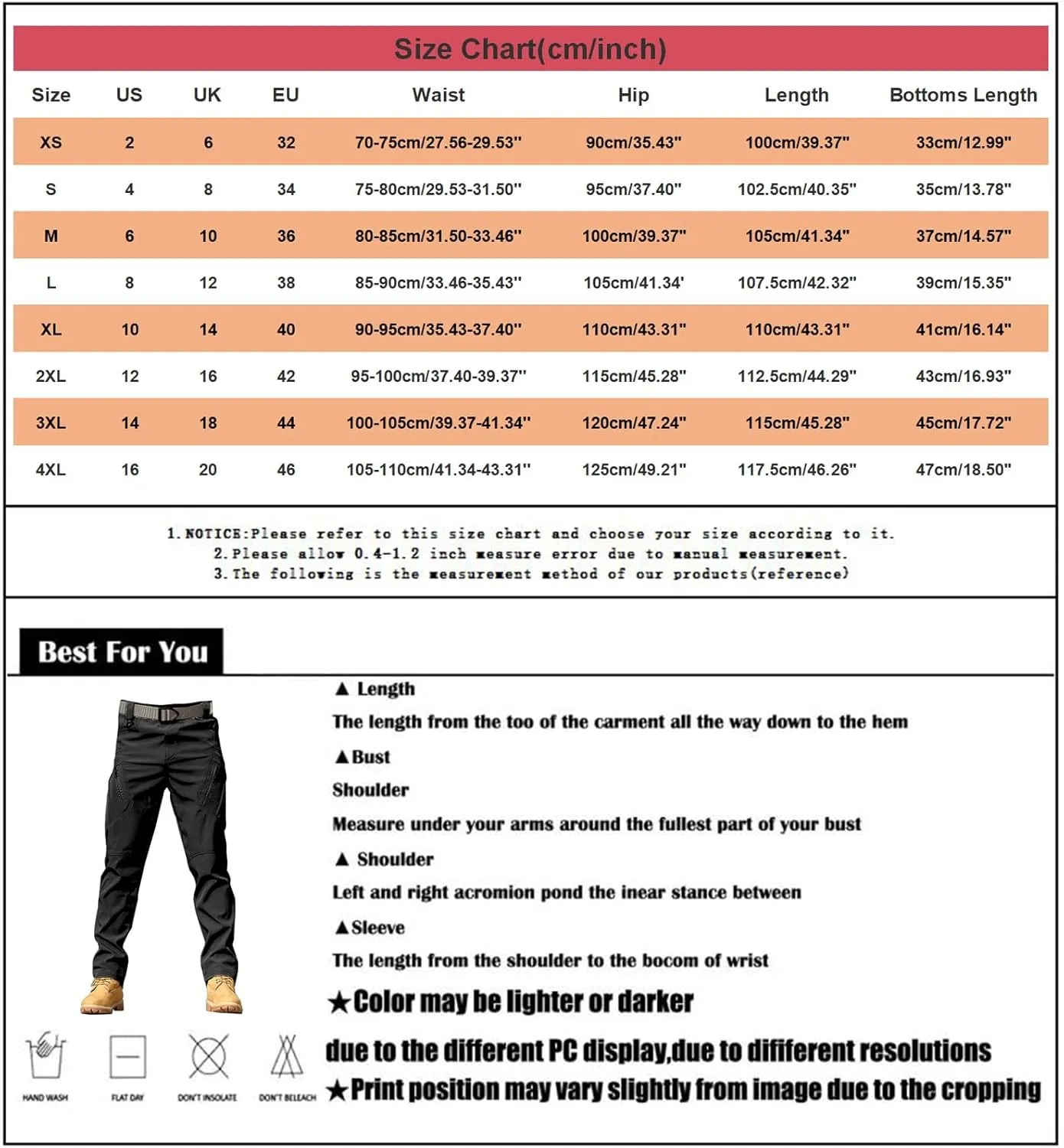 Cargo Pants for Men Camouflage Multi Pockets Elastic Waistband Trousers Fitness Training Work Casual Loose Fit Pants
