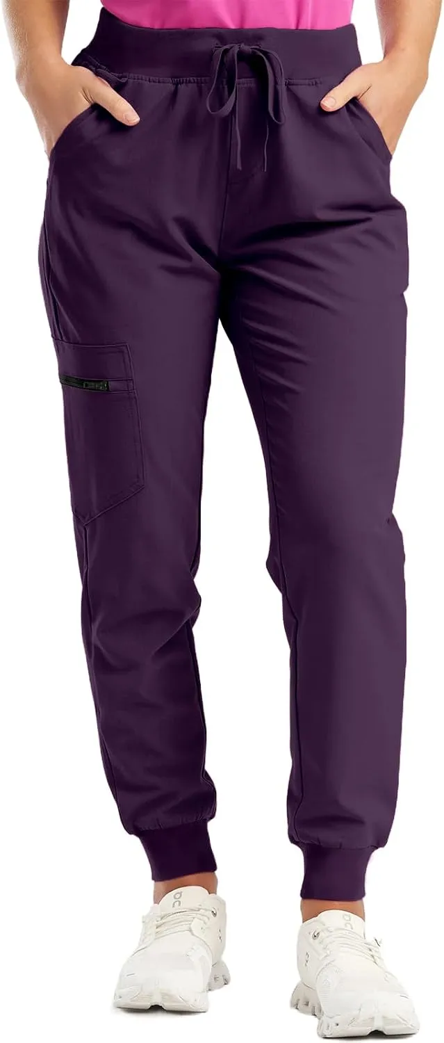 Cargo Scrub Pants for Women Jogger Style High Waisted Drawstring Outdoor Quick Dry Athletic Hiking Pants w/Pockets