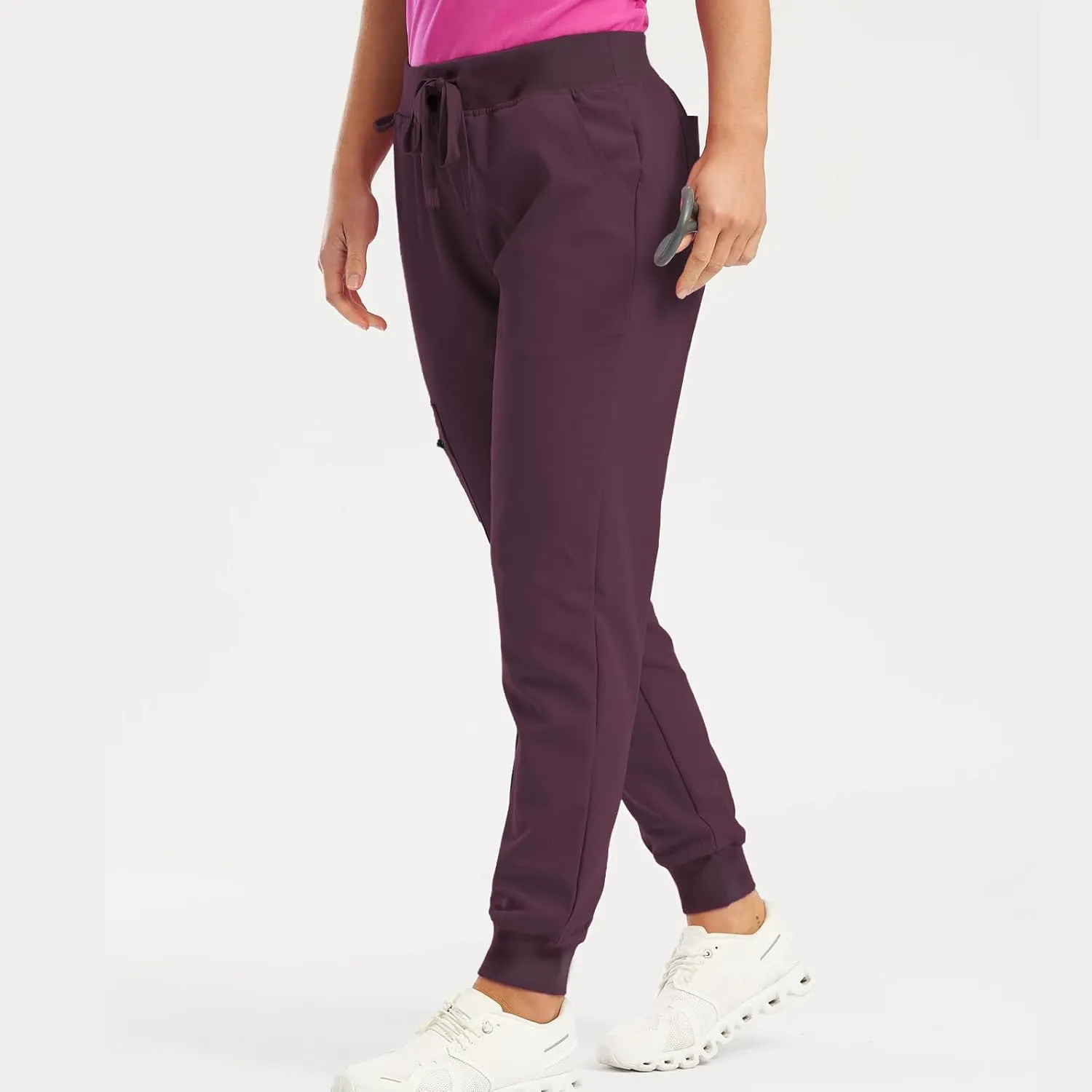 Cargo Scrub Pants for Women Jogger Style High Waisted Drawstring Outdoor Quick Dry Athletic Hiking Pants w/Pockets