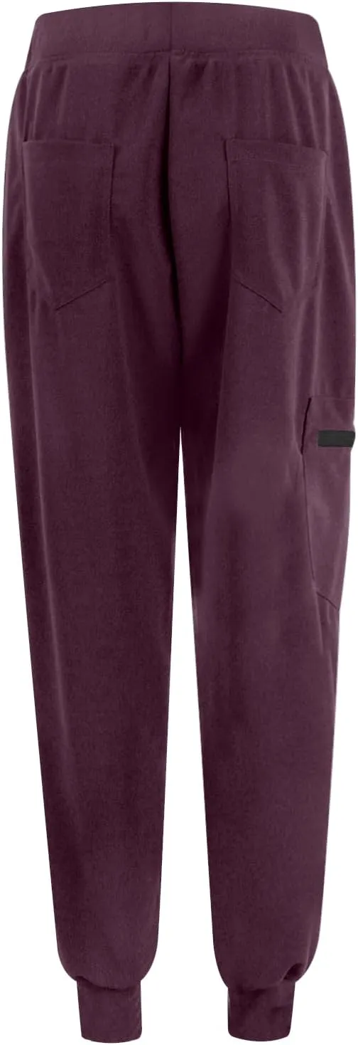 Cargo Scrub Pants for Women Jogger Style High Waisted Drawstring Outdoor Quick Dry Athletic Hiking Pants w/Pockets