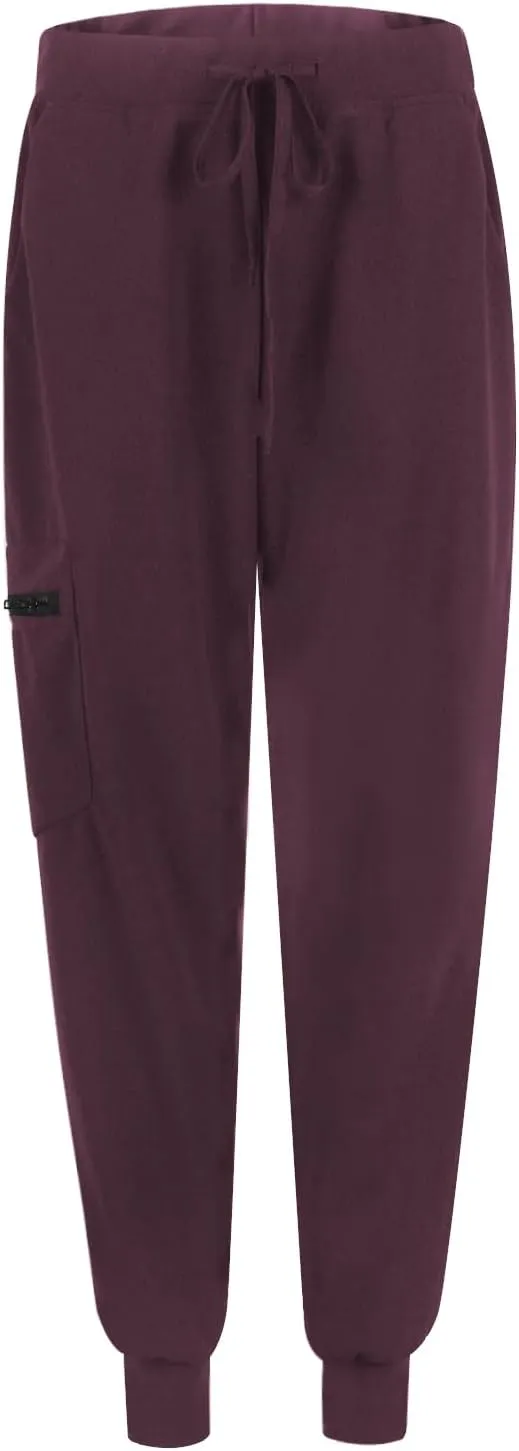 Cargo Scrub Pants for Women Jogger Style High Waisted Drawstring Outdoor Quick Dry Athletic Hiking Pants w/Pockets