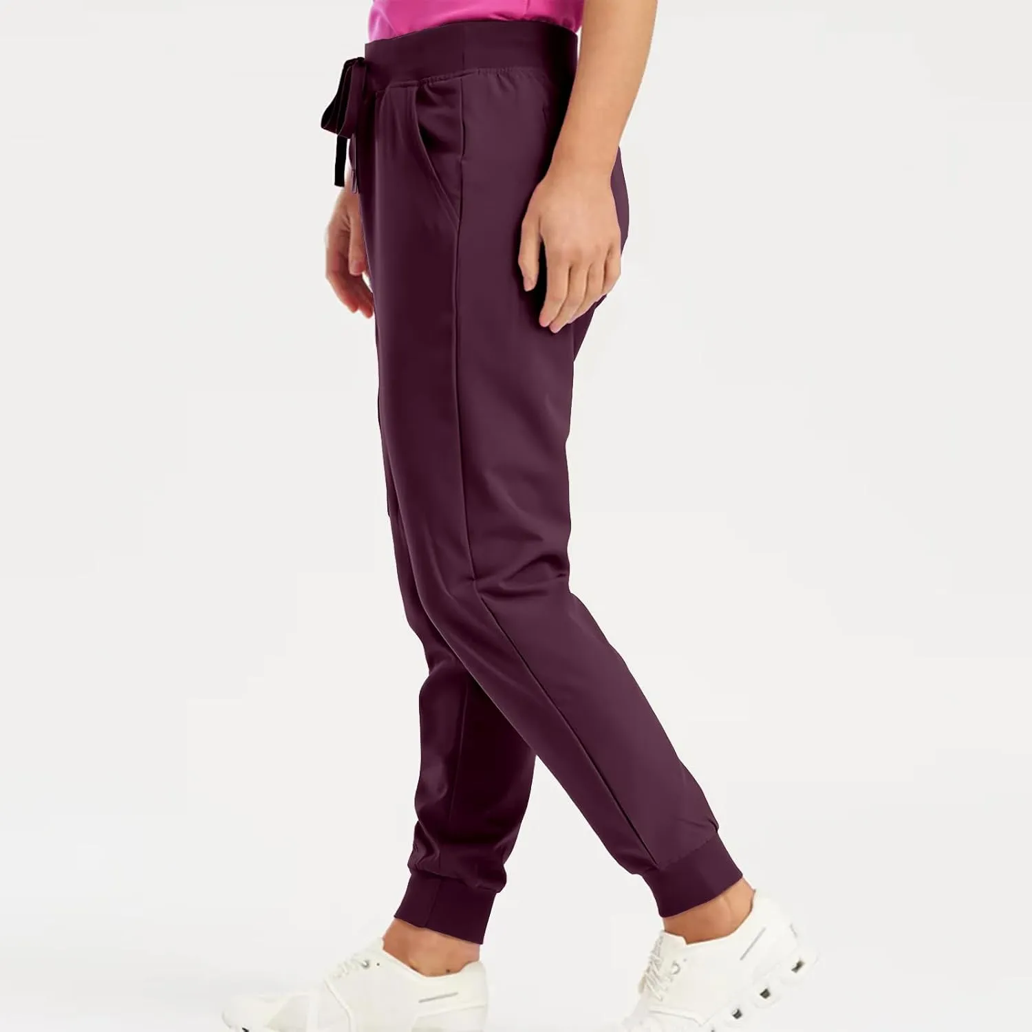 Cargo Scrub Pants for Women Jogger Style High Waisted Drawstring Outdoor Quick Dry Athletic Hiking Pants w/Pockets