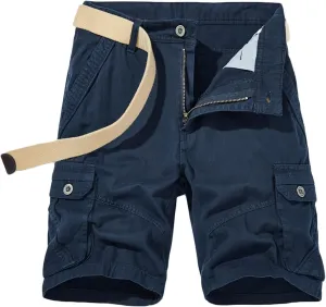 Cargo Shorts for Men 2023 Stylish Buckle Zipper Button Pockets Tooling Shorts Classic Fit Work Utility Shorts