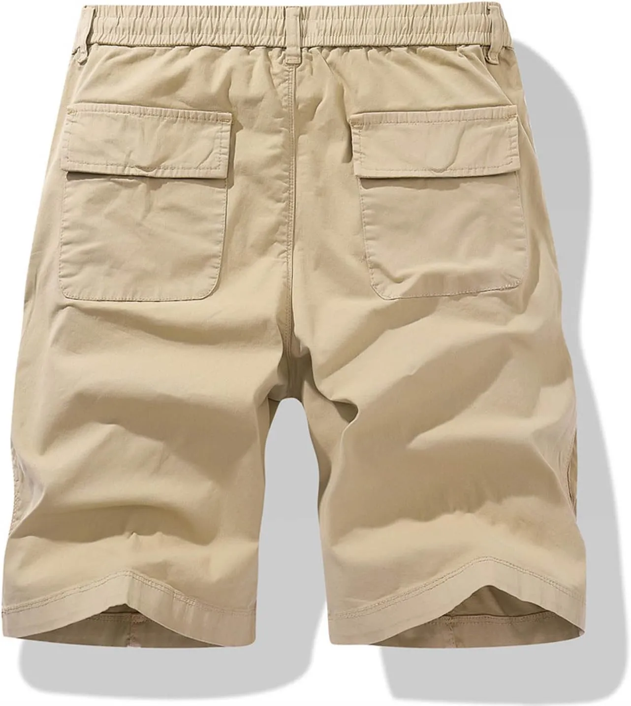 Cargo Shorts for Men Regular Fit Cotton Drawstring Stretch Waist Multi Pockets Tooling Shorts Work Utility Shorts