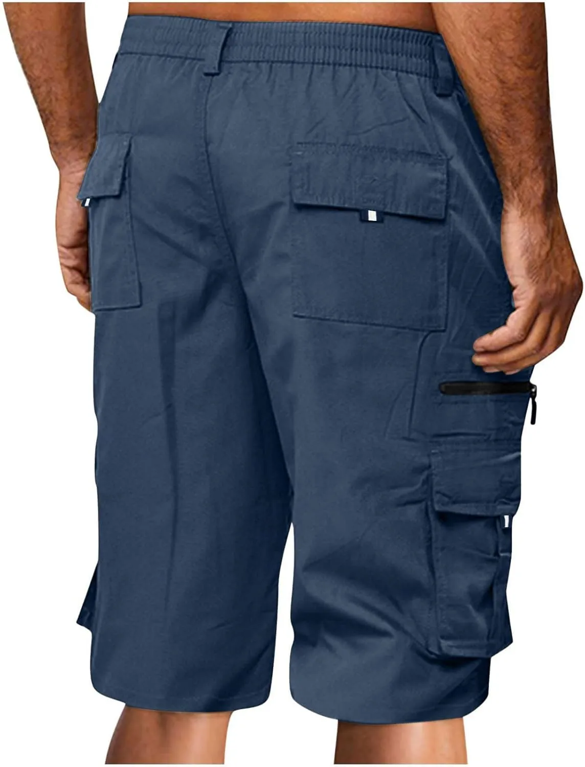 Cargo Shorts for Men Stretch Waist Premium Twill Multi Pockets Casual Tooling Shorts Fashion Solid Utility Shorts