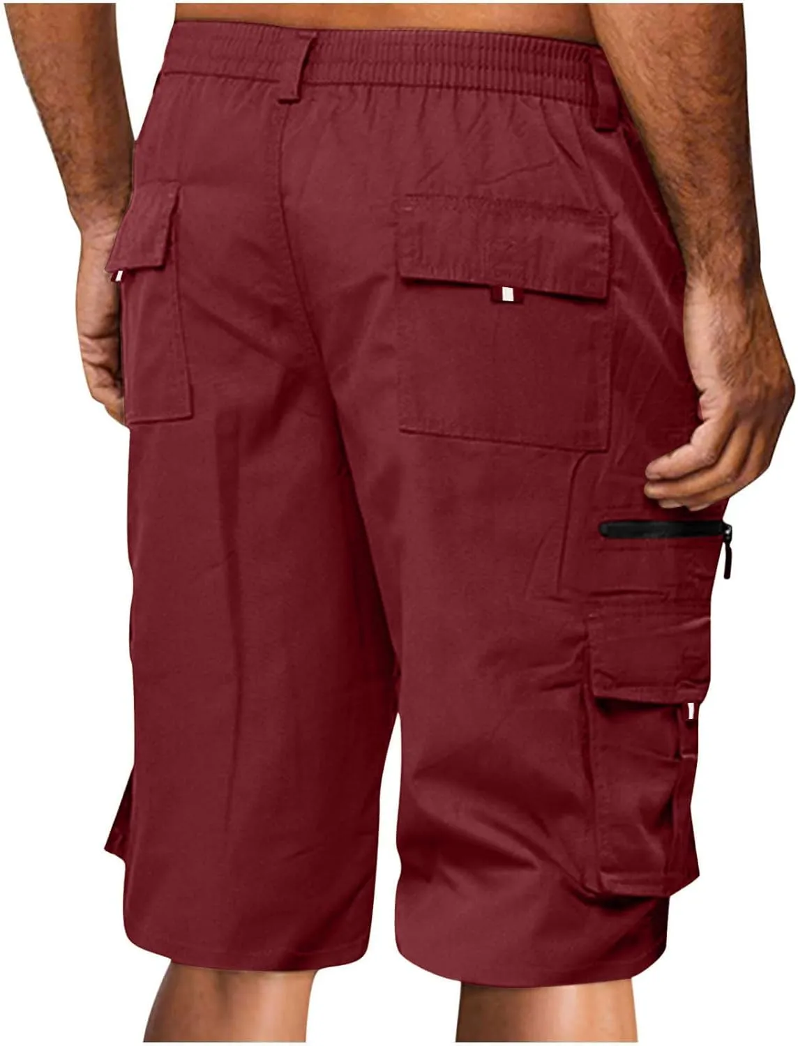 Cargo Shorts for Men Stretch Waist Premium Twill Multi Pockets Casual Tooling Shorts Fashion Solid Utility Shorts