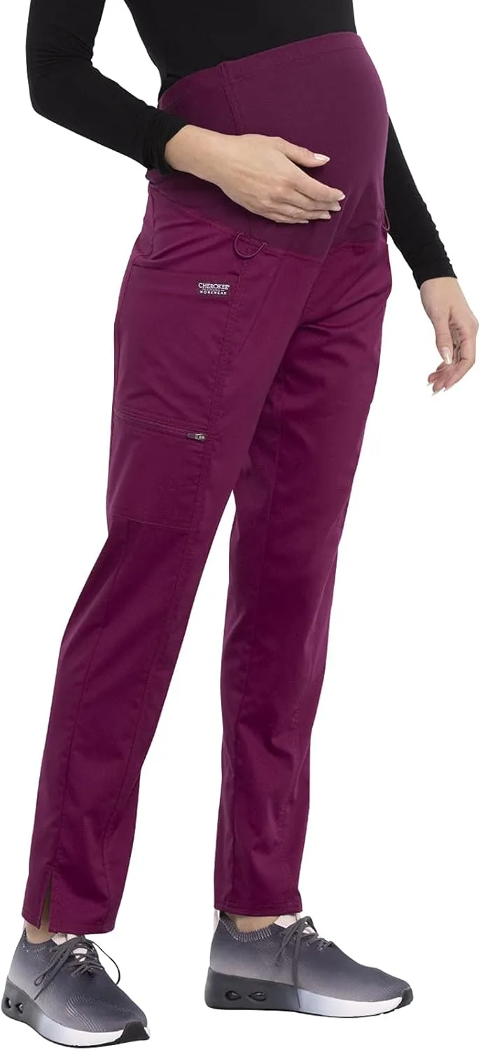 Cherokee Maternity Scrub Pants for Women Straight Leg Bottoms with Belly Coverage, Ultra Soft 2-Way Stretch Fabric - WW155