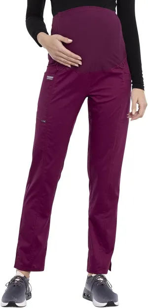 Cherokee Maternity Scrub Pants for Women Straight Leg Bottoms with Belly Coverage, Ultra Soft 2-Way Stretch Fabric - WW155
