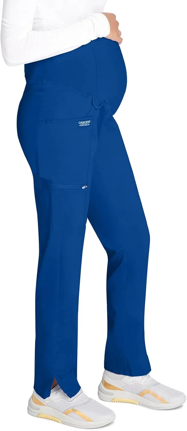 Cherokee Maternity Scrub Pants for Women Straight Leg Bottoms with Belly Coverage, Ultra Soft 2-Way Stretch Fabric - WW155