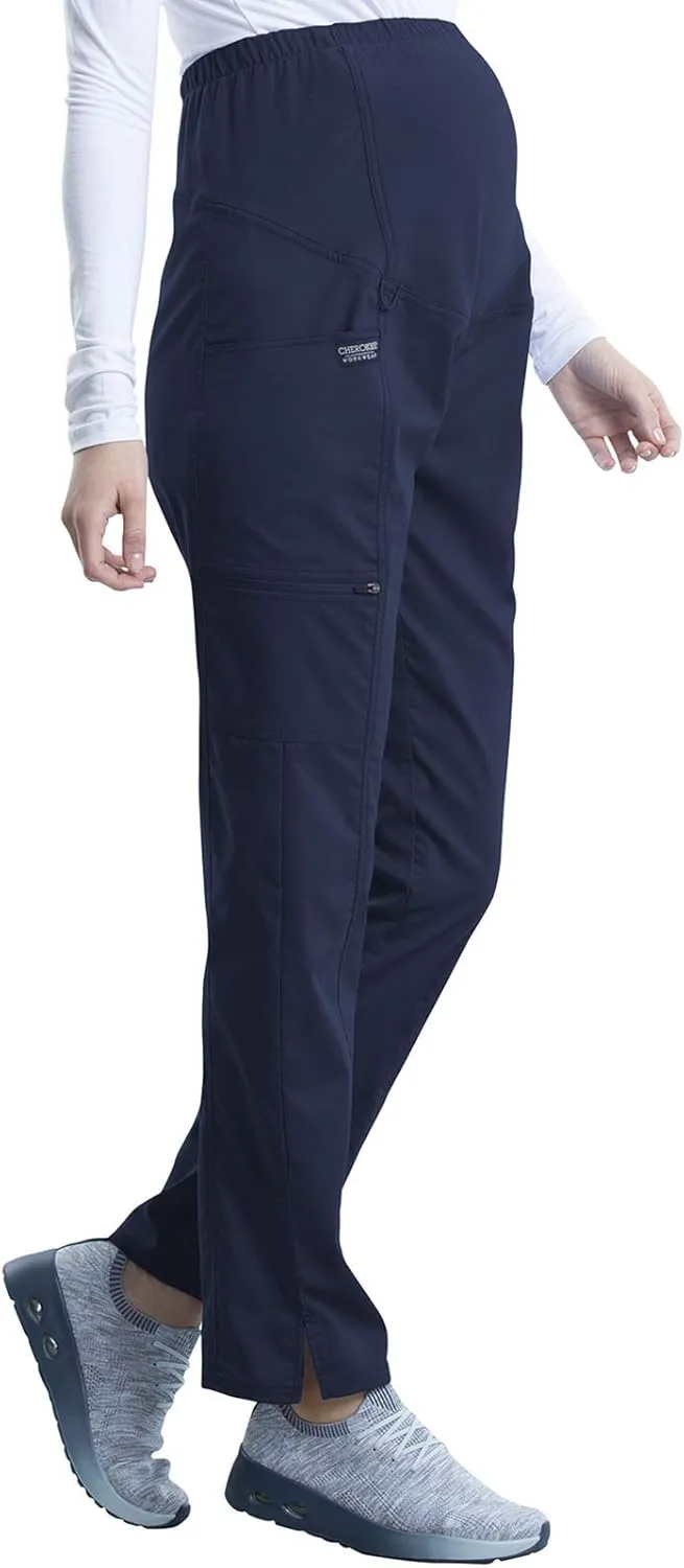 Cherokee Maternity Scrub Pants for Women Straight Leg Bottoms with Belly Coverage, Ultra Soft 2-Way Stretch Fabric - WW155