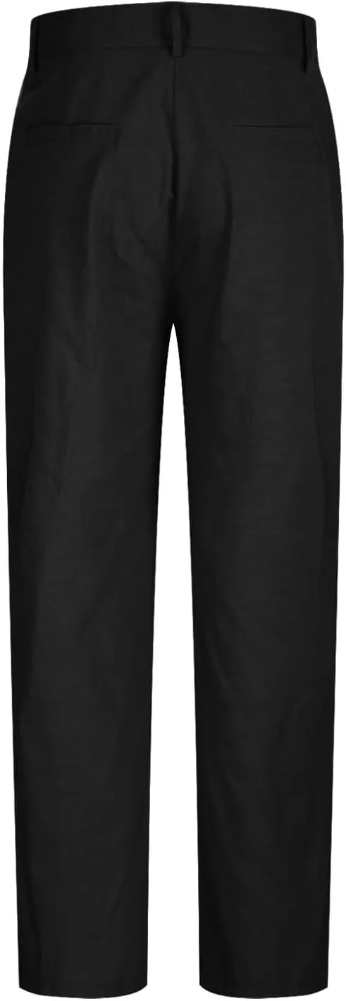 Classic-Fit Pleated Dress Pants for Men Casual Elastic Waist Straight Leg Suit Pant Summer Lightweight Solid Trouser