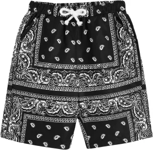 COZYEASE Boy's Graphic Shorts High Waisted Bobo Paisley Shorts Casual Summer Shorts with Pocket