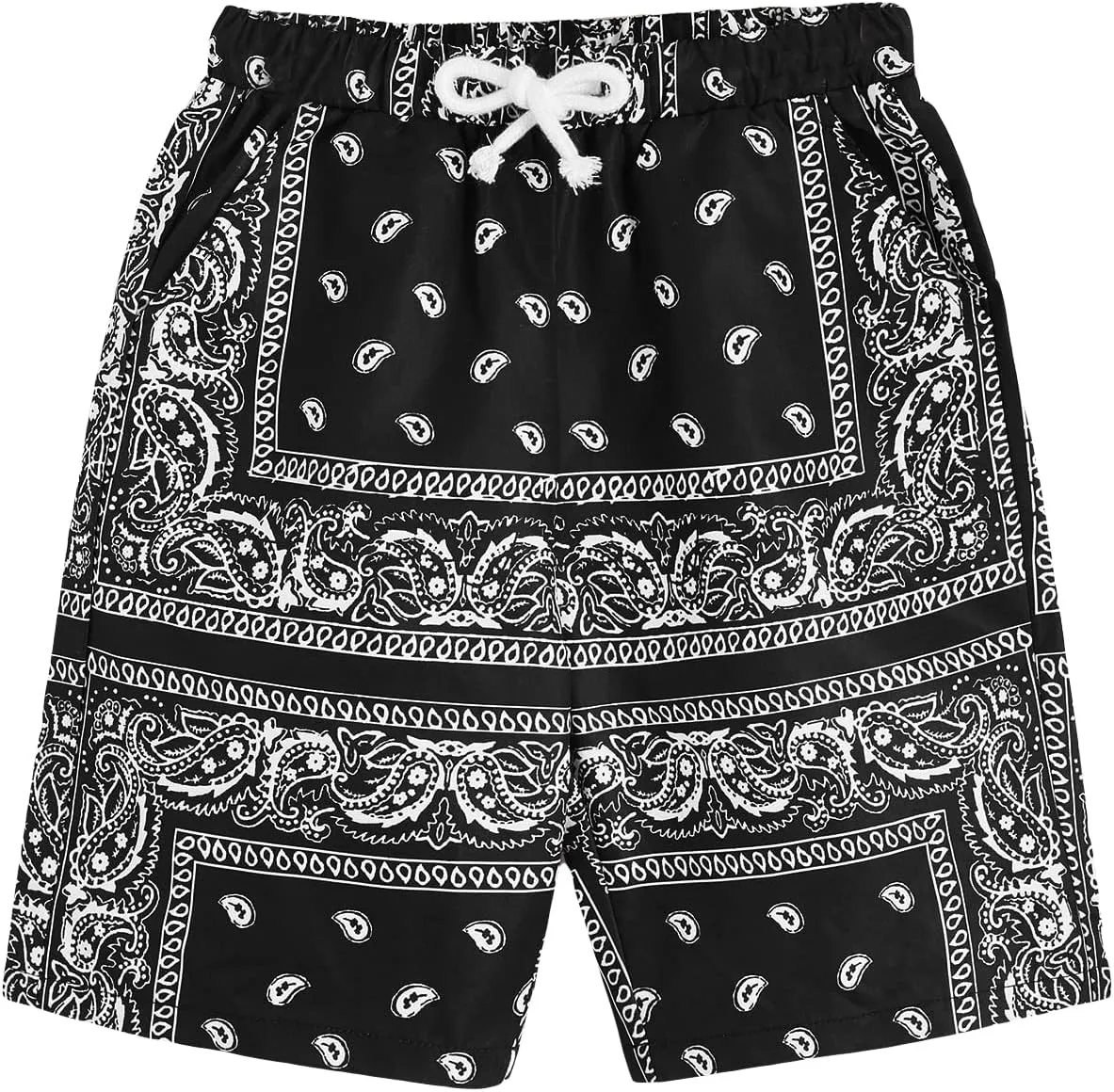 COZYEASE Boy's Graphic Shorts High Waisted Bobo Paisley Shorts Casual Summer Shorts with Pocket