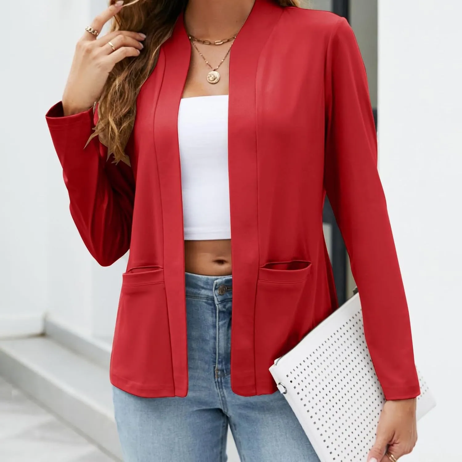 Deconstructed Blazers for Women Lapel Open Front Dress Blazer Jacket Plus Size Comfy Office Work Business