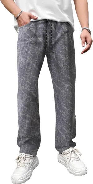 DGHM-JLMY Men's Wide Leg Camo Sweatpants Loose Straight Leg Sweat Pants High Waisted Drawstring Baggy Jogger with Pockets