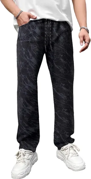 DGHM-JLMY Men's Wide Leg Camo Sweatpants Loose Straight Leg Sweat Pants High Waisted Drawstring Baggy Jogger with Pockets
