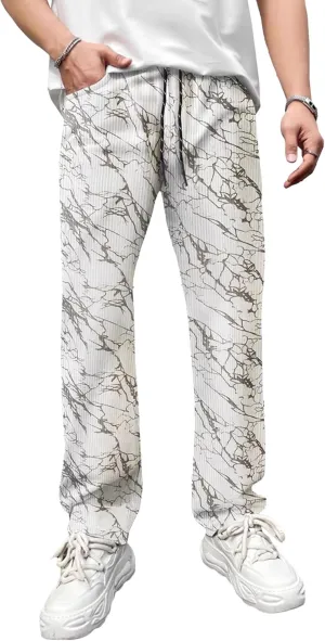 DGHM-JLMY Men's Wide Leg Camo Sweatpants Loose Straight Leg Sweat Pants High Waisted Drawstring Baggy Jogger with Pockets
