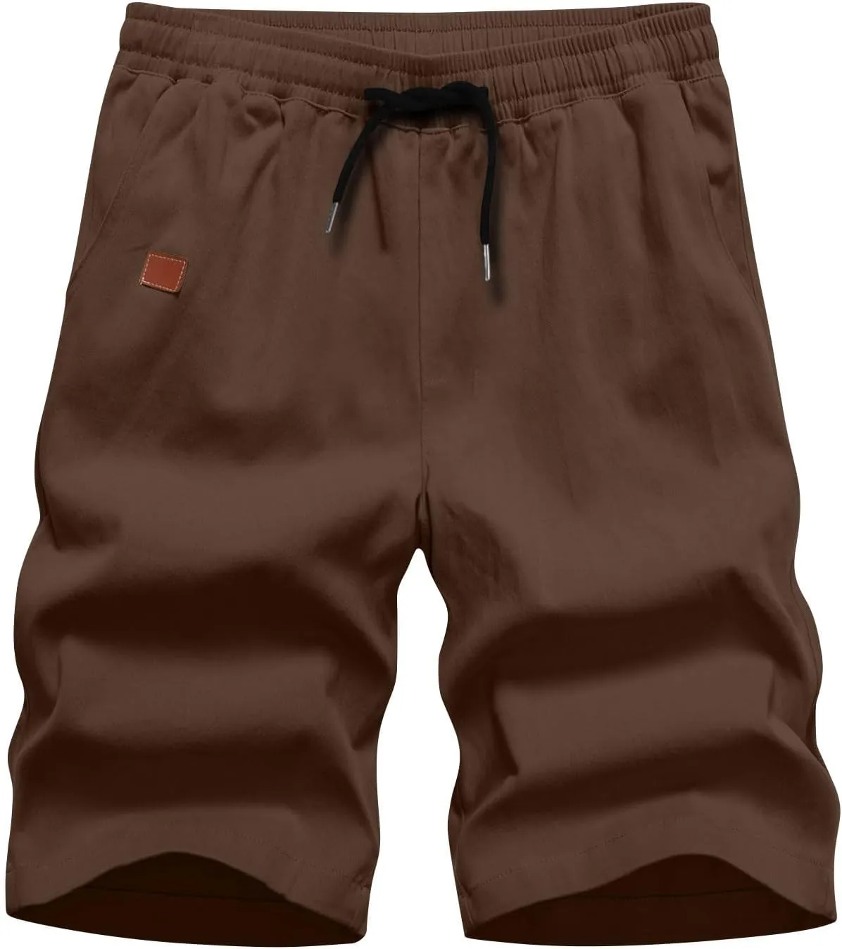 Dgoopd Mens Shorts Casual Stretch Cotton Athletic Summer Beach Shorts Elastic Waist Drawstring Casual Shorts with Pocket