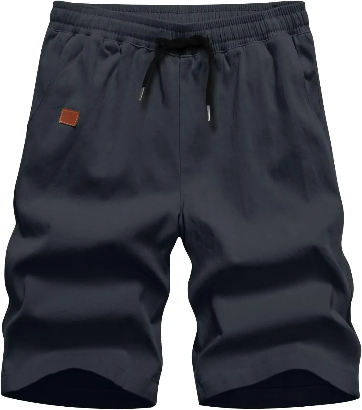 Dgoopd Mens Shorts Casual Stretch Cotton Athletic Summer Beach Shorts Elastic Waist Drawstring Casual Shorts with Pocket