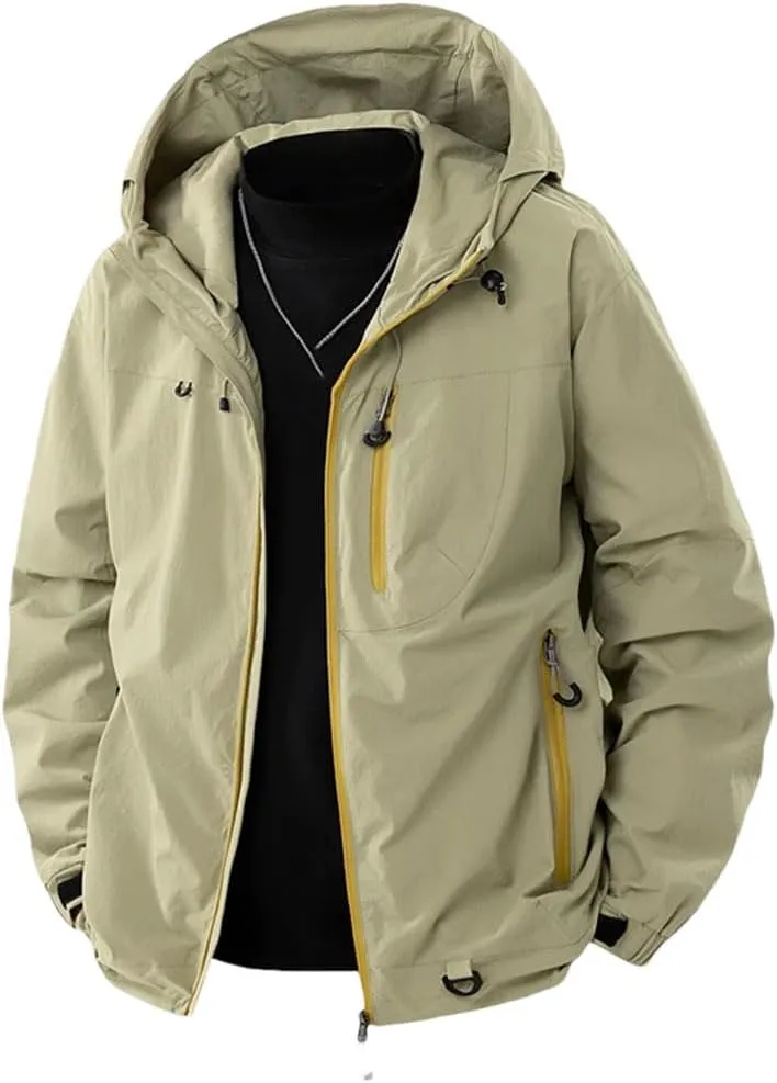 Disimlarl Men Solid Long Sleeve Retro Coats Casual Outdoor Sports Windbreaker Jackets Office Daily Wear Coat Jacket