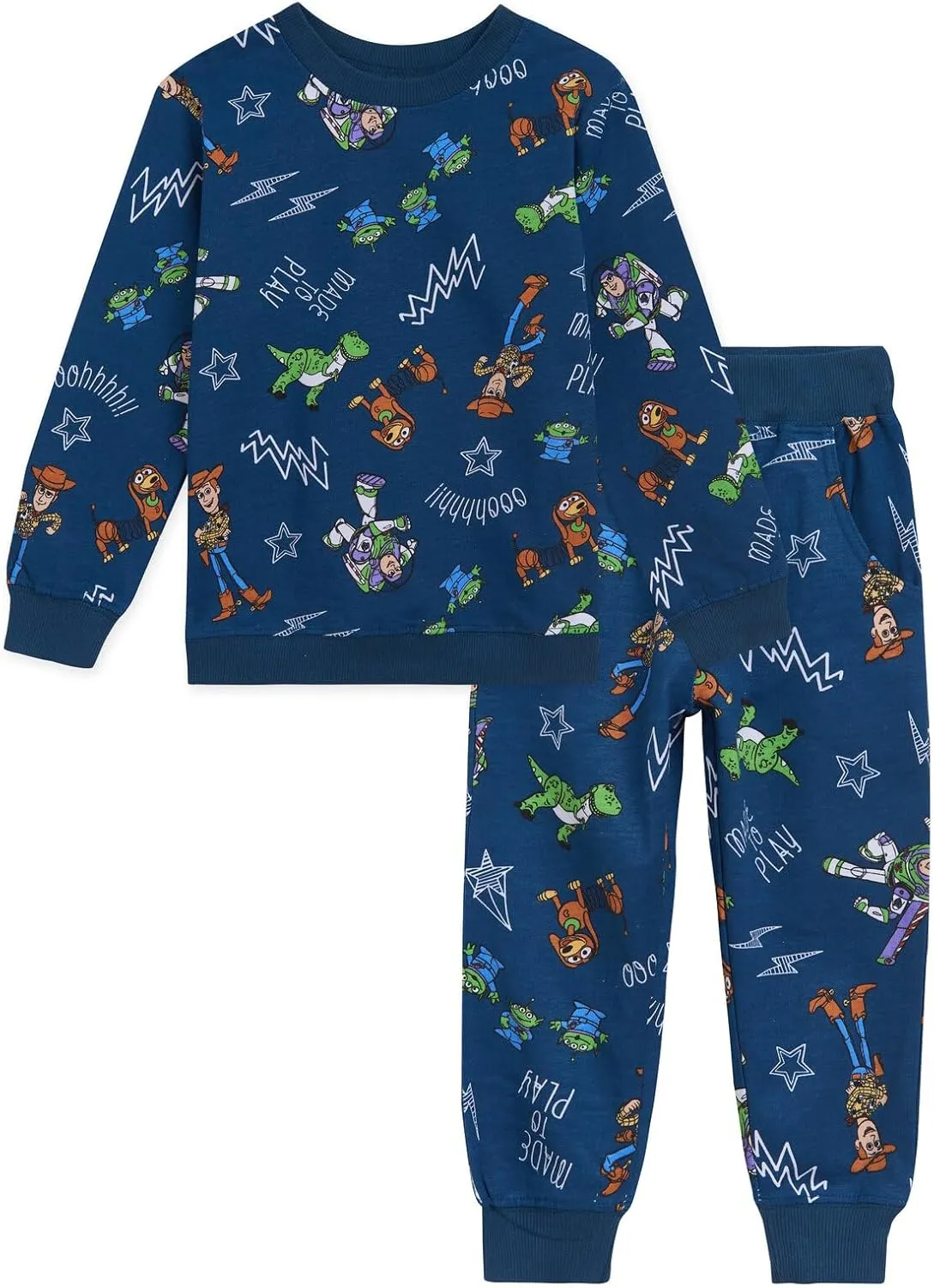 Disney Pixar French Terry Sweatshirt and Jogger Pants Outfit Set Toddler to Big Kid Sizes (2T - 10-12)