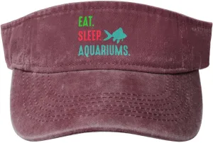 Eat Sleep Aquariums Sun Visor Sports Adjustable Visors Sport Wear Athletic Golf Hat for Men Women