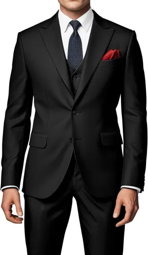 EMERAIDVLN Men's Party Suits 3 Piece Slim Fit Wedding Prom Business Suit 2 Button Peak Lapel Blazer Vest and Pants Tuxedo Set