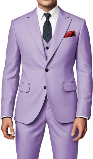 EMERAIDVLN Men's Party Suits 3 Piece Slim Fit Wedding Prom Business Suit 2 Button Peak Lapel Blazer Vest and Pants Tuxedo Set