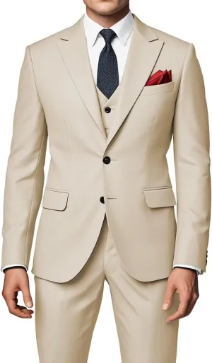 EMERAIDVLN Men's Party Suits 3 Piece Slim Fit Wedding Prom Business Suit 2 Button Peak Lapel Blazer Vest and Pants Tuxedo Set