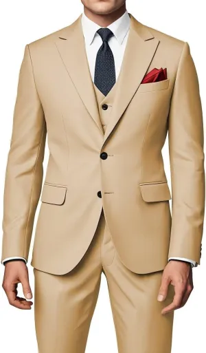 EMERAIDVLN Men's Party Suits 3 Piece Slim Fit Wedding Prom Business Suit 2 Button Peak Lapel Blazer Vest and Pants Tuxedo Set