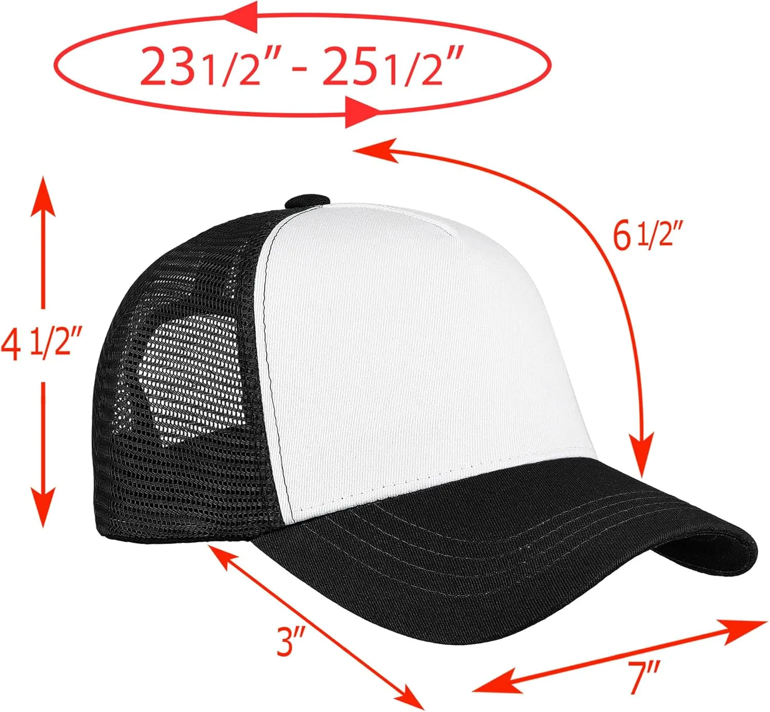 Falari 5-Panel Mesh Baseball Cap, Trucker Hat, Structured Plain Design, Cotton, Adjustable Size