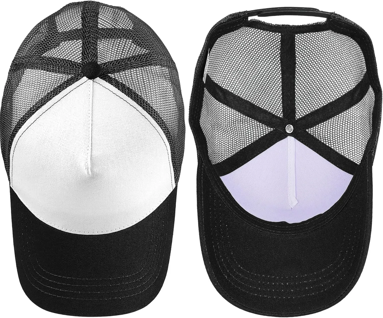 Falari 5-Panel Mesh Baseball Cap, Trucker Hat, Structured Plain Design, Cotton, Adjustable Size